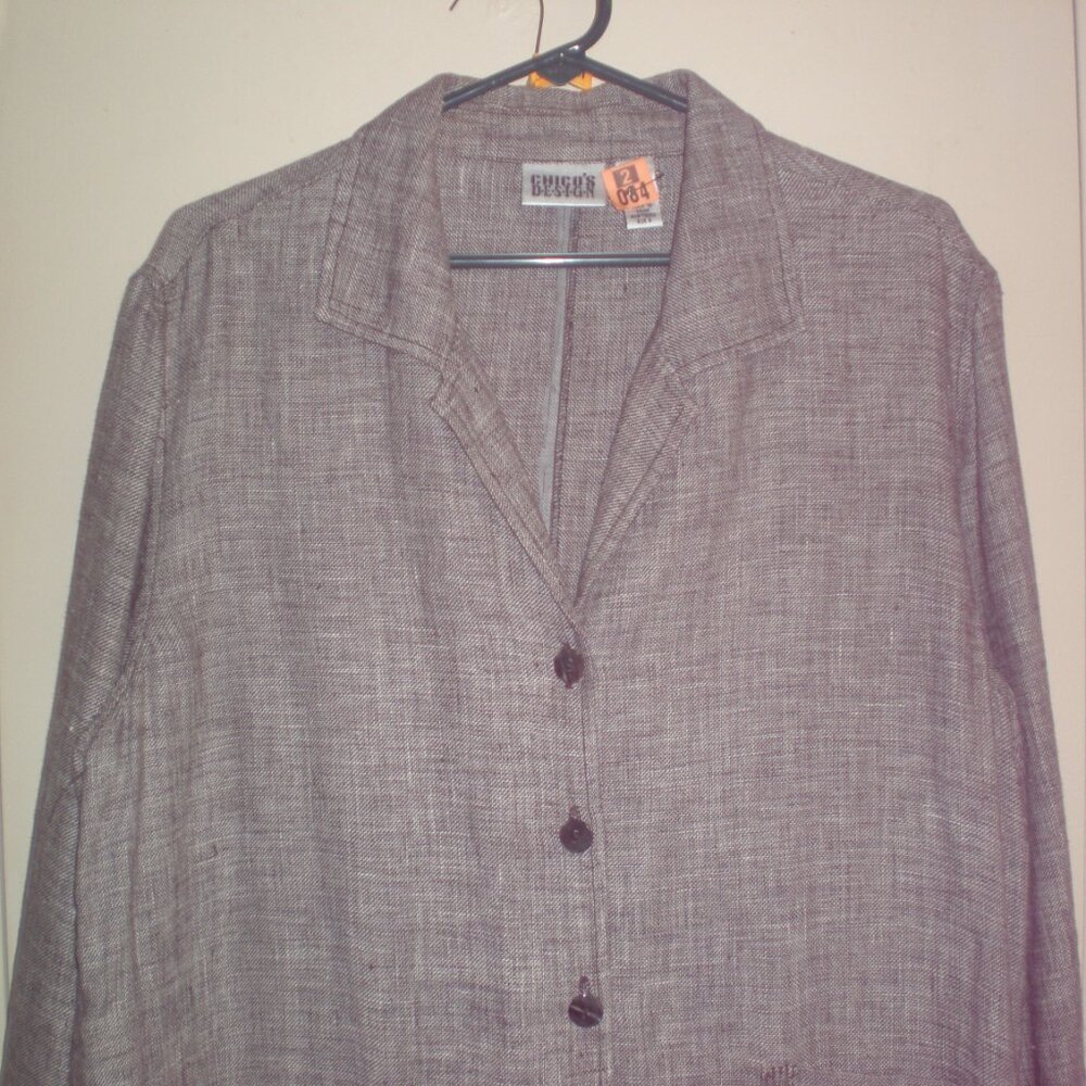Women's Chico's Design Linen 2pc Jacket and Crop Pants Size 2 (12)